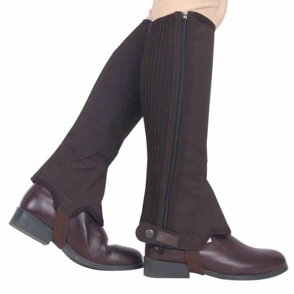 Dublin Easy Care Half Chaps Synthetic Suede Brown Riding Gear Size Small